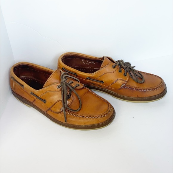 Allen Edmonds Eastport Leather Casual Boat Shoes Slip On Lace Up Tan Men’s 8.5 D - Picture 2 of 15